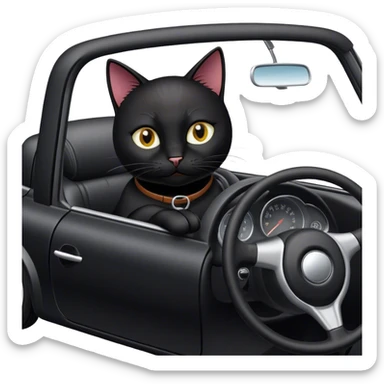 Black cat drive a car sticker