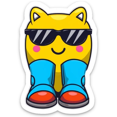 A smart and stylish Russian felt boot (valenok) with a happy face and sunglasses, looking awesome sticker