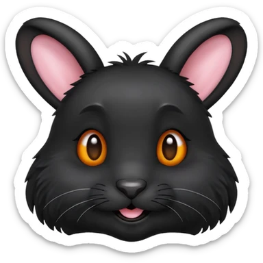 emoji d'une tête de lapin noire qui dit bonjour sticker
