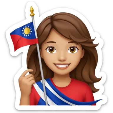 white wavy brown hair girl pinoy flag sticker