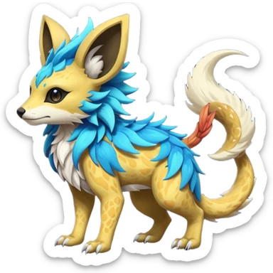 Rare realistic exotic cute epic pretty beautiful handsome gorgeous aesthetic colorful vibrant Vernid-Protogen-Primagen-Wickerbeast-species-Fakemon-creature by LiLaiRa, random markings, tufted ears, full body sticker