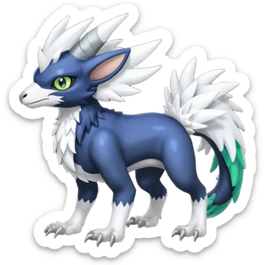Shiny Black Grey White and Dark-Green Trico-Nargacuga-Silvally-Absol-fusion sticker