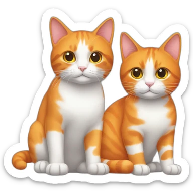 orange cat and tricolor cat sticker
