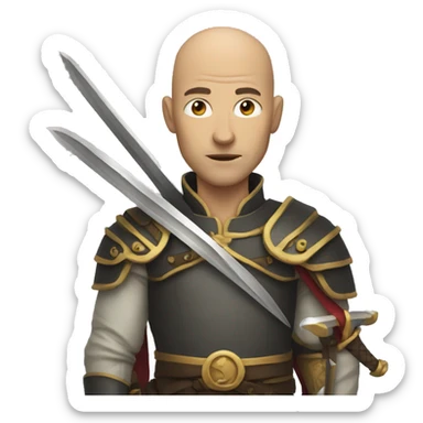 non smiling Man with Sword without hair sticker