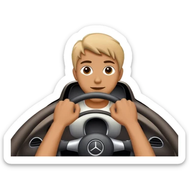 A person driving a car, with hands firmly gripping the steering wheel, focused on the road ahead, as the car moves smoothly along a scenic route sticker