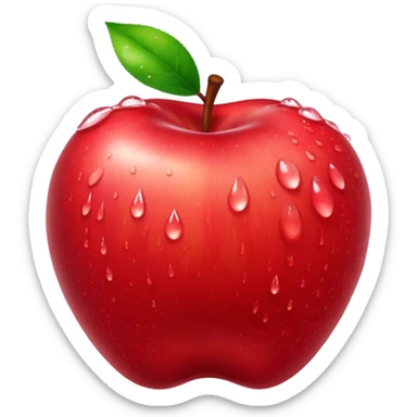 Cinematic Realistic Apple Emoji, Fresh and vibrant, with a crisp, red skin glistening with droplets of water. The smooth, shiny surface catches the light, while the green stem adds a natural touch. Soft glowing outline, capturing the essence of health, sweetness, and freshness in a crisp apple! sticker