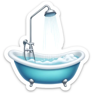 A bubble bath with shower above the tub sticker