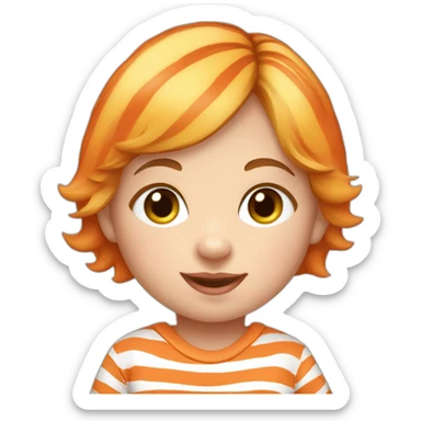 Caucasian newborn girl in orange tiger stripe shirt sticker