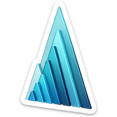 The design should show stylized, stacked digital UI layers or building blocks rising diagonally to form an abstract upward arrow or graph. The aesthetic must be clean, geometric, and precise. Use a sophisticated monochromatic palette sticker