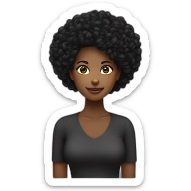 Mulher negra cabelo comprido liso preto sticker