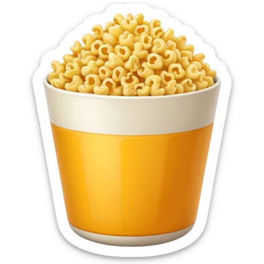 Popcorn and Mac and cheese on a tall bowl sticker