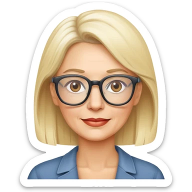 side profile of an attractive older blonde woman with glasses sticker