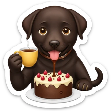 Cup of Tea cake black Labrador  sticker