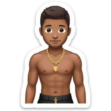 Usher with dark brown hair, shirtless with necklace, metallic black pants sticker
