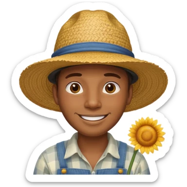 farmer black man with straw hat sticker