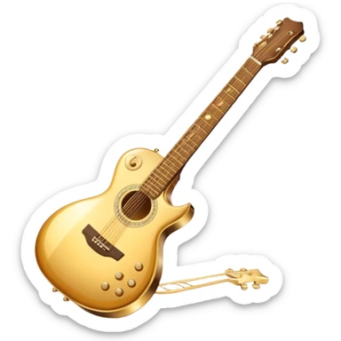 cinematic-realistic-guitar,-polished-metal,-warm-golden-reflections-dancing-along-its-surface,-soft-hands-carefully-positioned-over-the-keys,-glowing-with-an-elegant-and-airy-charm. sticker