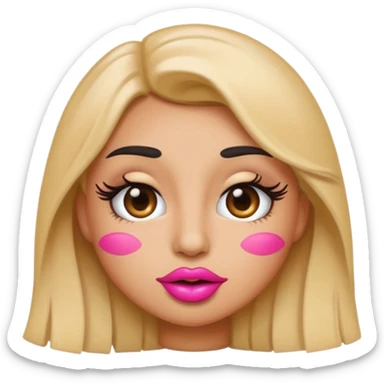Standard emoji with pink pout lips and thick eyelashes sticker