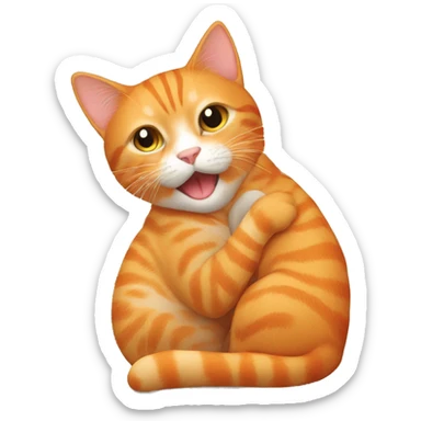 Orange cat being pet by owner sticker
