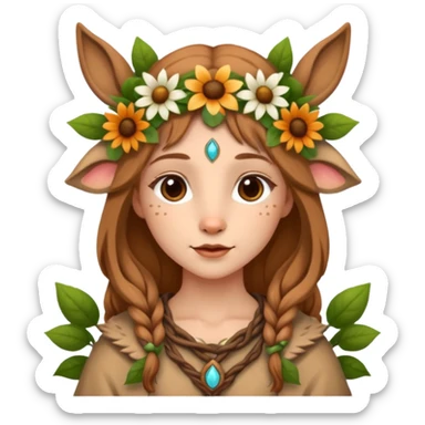 Adult Cute Druid human like fawn with flowers sticker