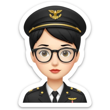 Black hair military secretary glasses nerd cute no hat no insignia sticker