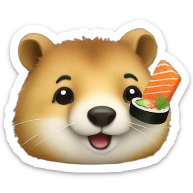 happy Quokka and sushi sticker