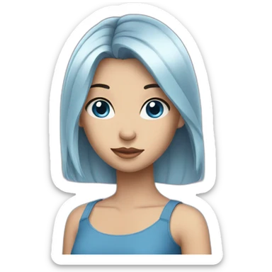 Girl with black hair and blue eyes and her hair is tied sticker