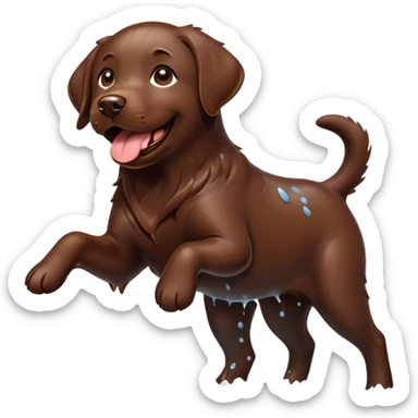 Chocolate Labrador bathes sticker