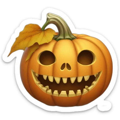 a Halloween pumpkin with skeleton hands takes root sticker