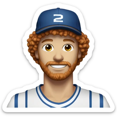 35 year old, male, short curly red hair, pale complexion, beard, blue eyes, basketball hat sticker