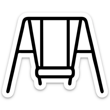 cartoon playground swing-set with green frame and one yellow seat, outlined style sticker