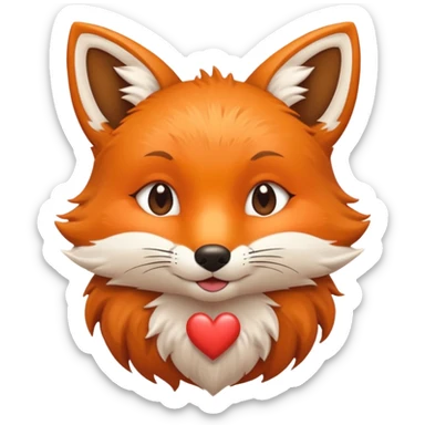 A iOS style fox with a kissing & winky face and a small heart sticker