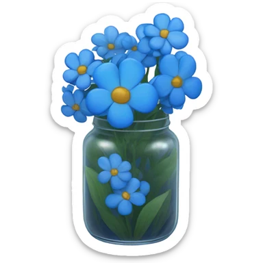 Blue flowers In a jar  sticker