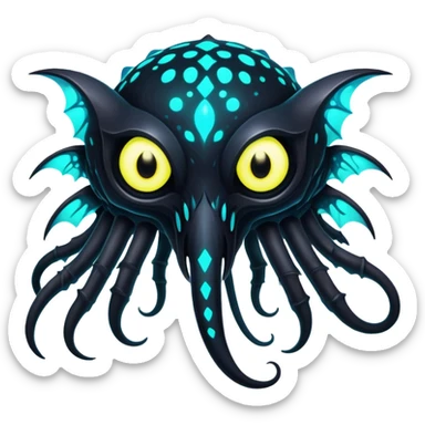 Black Dark Exotic Nocturnal Neon-glowing Abyssal Nightly Abyss-Fakémon-Creature sticker