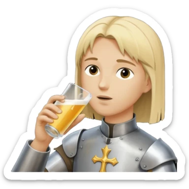 Jeanne d’arc dans un biberon et un homme grand un rase cheveux blond le boit sticker