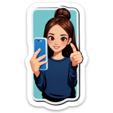 Girl taking mirror selfie sticker