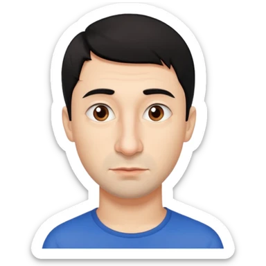 A black haired russian man, with short hair and a big nose. Brown eyes and thin lips sticker