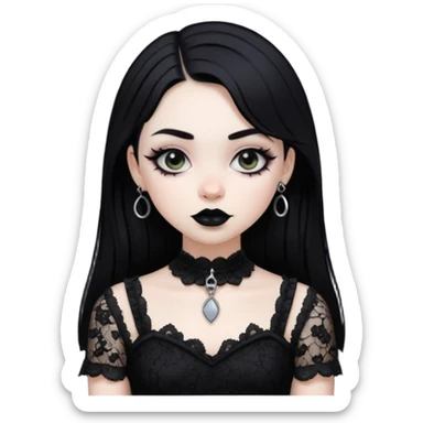 Emoji menina gótica branca sticker