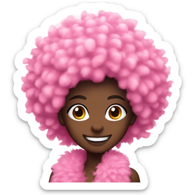 smiling girl with dark skin with pink boa  sticker