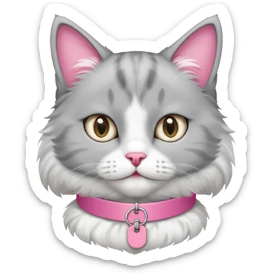 grey and white cat with name tag that says bean sticker