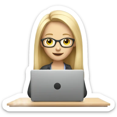 English teacher (woman blond long hair without glasses teaching online on her laptop) sticker
