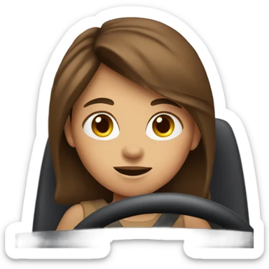brown hair girl driving car sticker