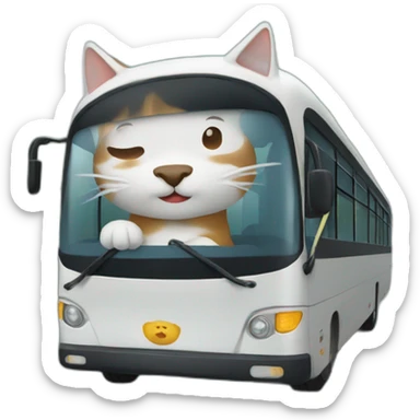 Gato conduciendo autobus sticker
