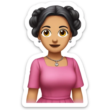 Mariana Bracetti Cuevas was a patriot and leader of the Puerto Rico independence movement. Pink dress. 2 pigtails. Dark hair older woman. sticker