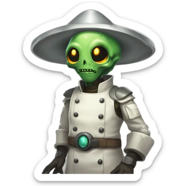 alien chef scifi roguelike rpg style inspired by slay the spire digital art sticker
