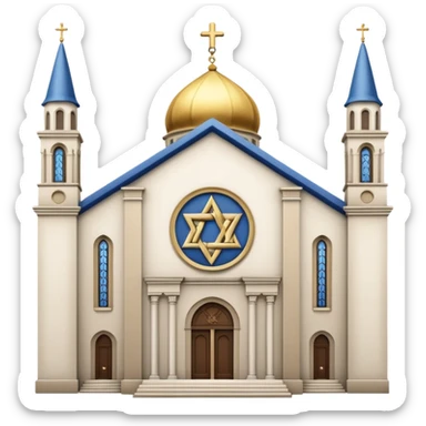 reform jewish synagogue similar in architecture to historical churches in milano (pretty and magnificent), white in color, in ios emoji style sticker