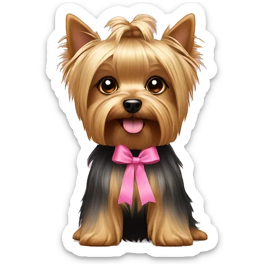 Yorkshire terrier with a little pink ribbon  sticker