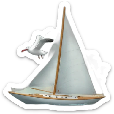 Two small albatross flying on sailboat where is the sail? sticker