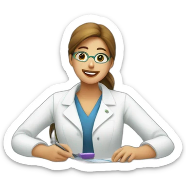 Chica trabajando en una farmacia sticker