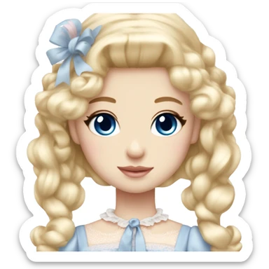 sweet lolita blond hair blue eyes white skin light pink dress sticker