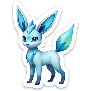 Colorful Iridescent Exotic Amaura-Aurorus-Glaceon-Fakémon-hybrid-creature (full body)  sticker